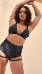 Follow Me Bra - Front Clasp Strappy Triangle Bra Crystal Black