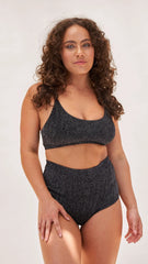 High Waist Shorts - Basic Scrunch Shorts Crystal Black