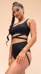 Kehlani Top - Square Neck Cross Over Top Recycled Black