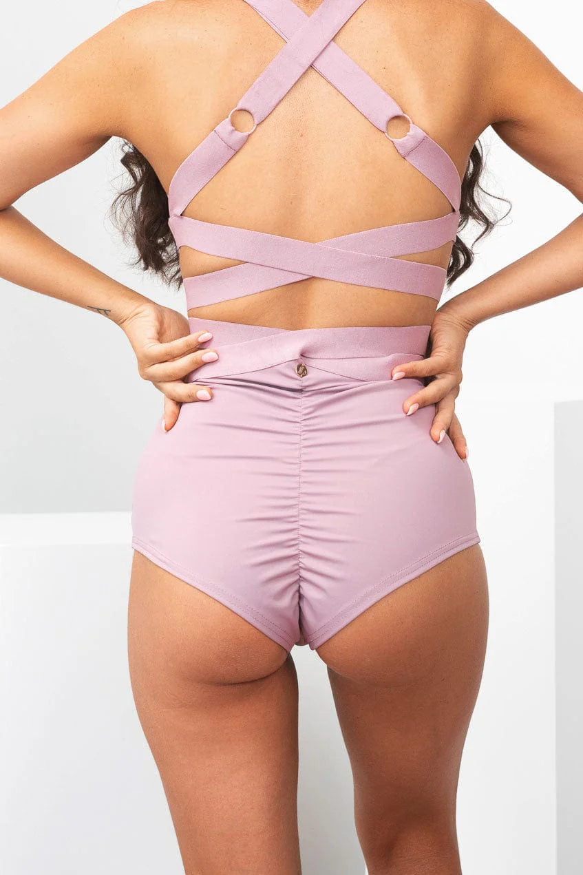 Tara High Waist - Strappy Scrunch High Waist Bottoms Recycled Mauve
